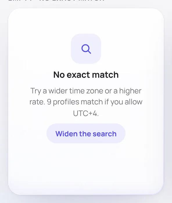 Quand rien ne correspond, un écran de l’app web FreelanX